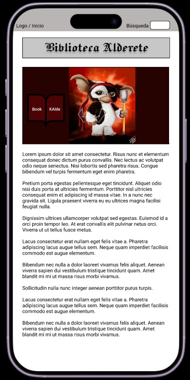Pantalla de detalle con cambio visual en Biblioteca Alderete