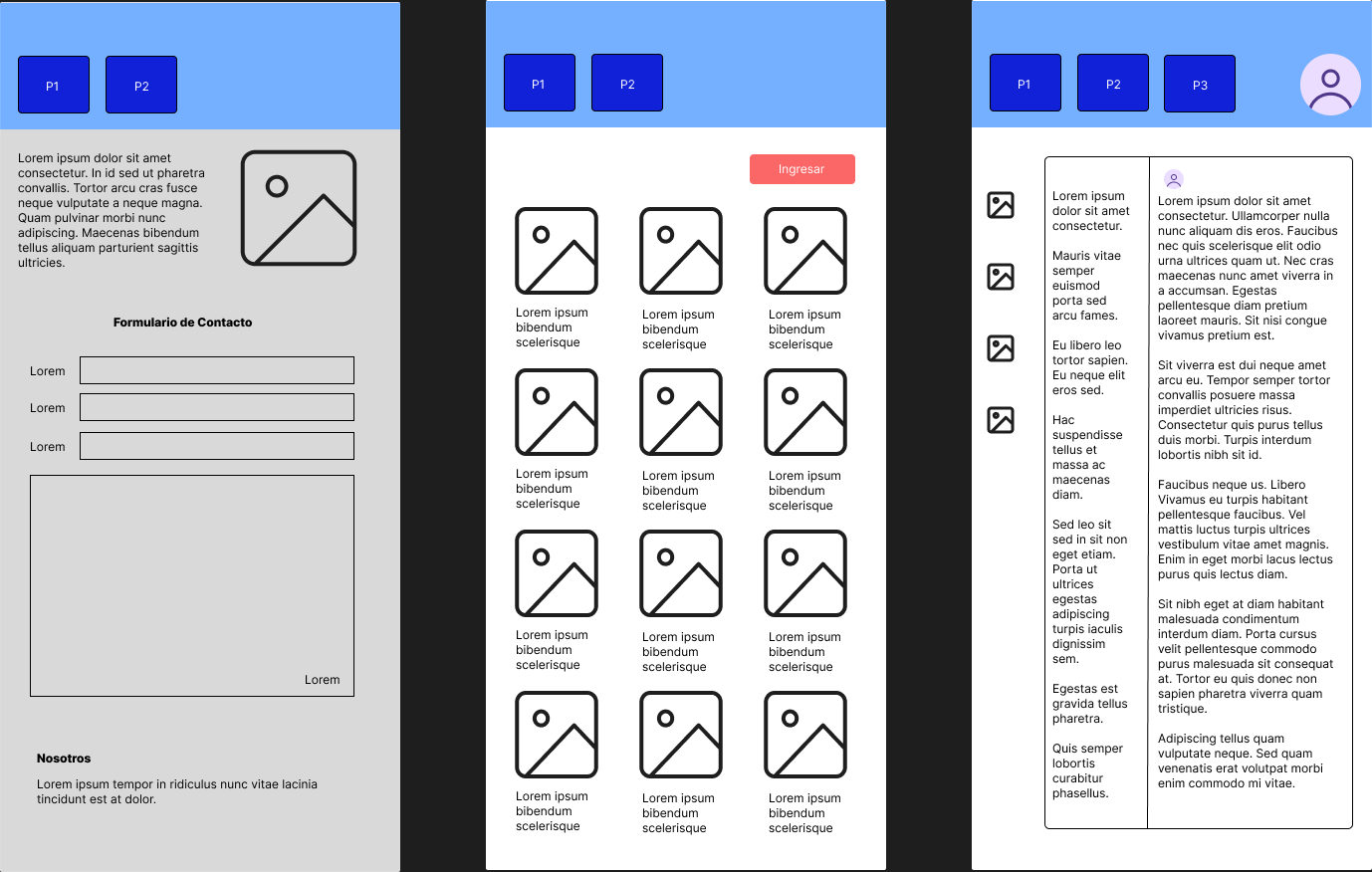 Prototipo de baja fidelidad en Figma del Centro de Estudios Alderete